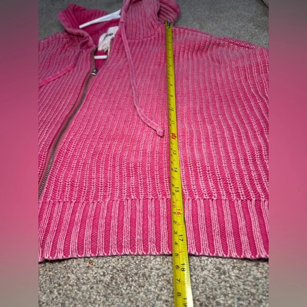 Aerie Pink Woven Full Zip Hooded Mineral Wash Small Boho Bohemian Hippie - Picture 6 of 8
